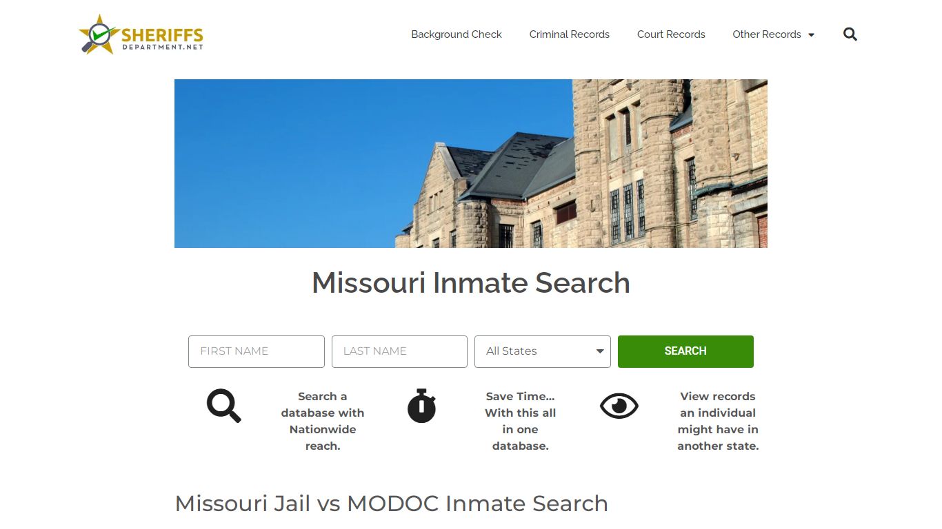 Missouri Inmate Search: Lookup MODOC Prison and County Jail Records.
